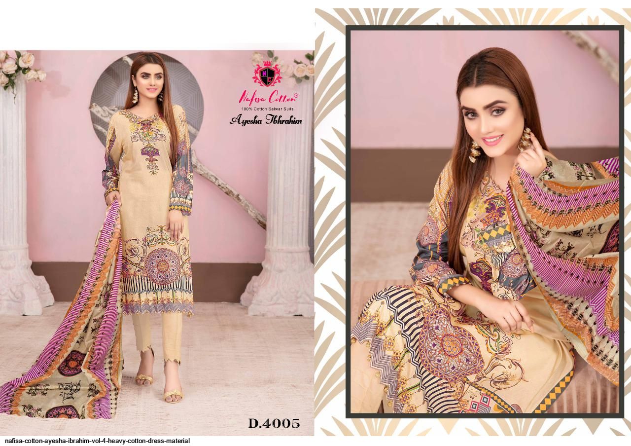 Nafisa cotton Ayesha Ibrahim Vol 4 Heavy Cotton dress material
