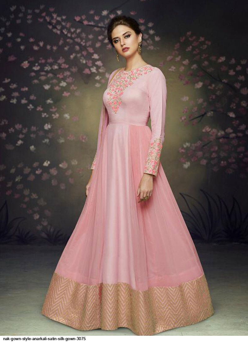 Satin Silk Long Dress with Dupatta, Feature : Anti-Wrinkle, Comfortable,  Pattern : Plain at Rs 1,800 / Piece in Jaipur