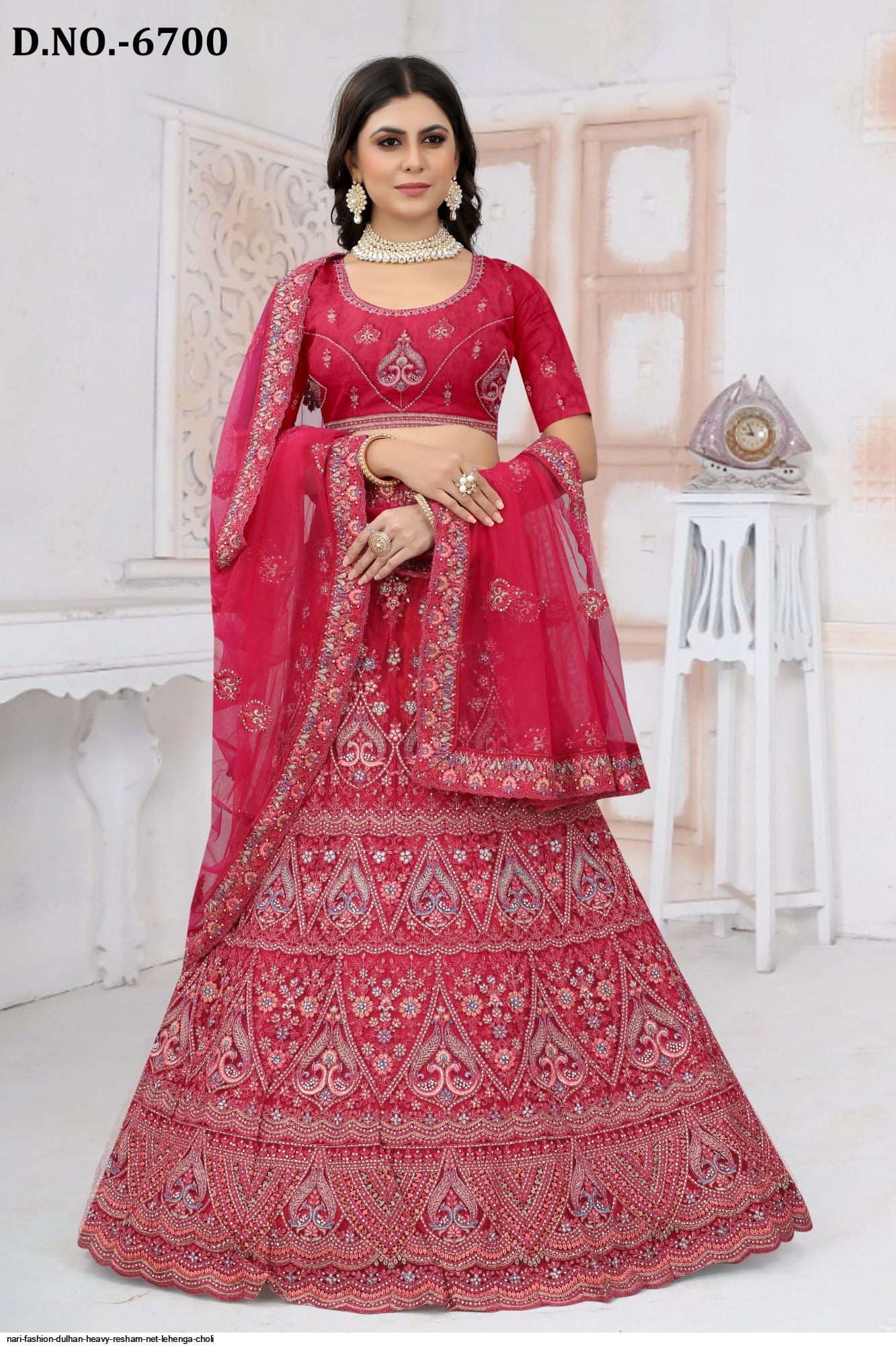 Pink Embroidery Silk Party Wear Designer Gajari Color Embroidered Lehenga  Choli at Rs 1099 in Surat
