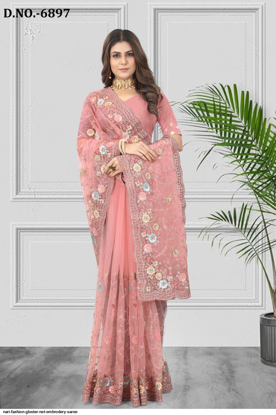 Baby Pink Colour Gloster By Nari Fashion Party Wear Saree Catalog 6892 -  The Ethnic World