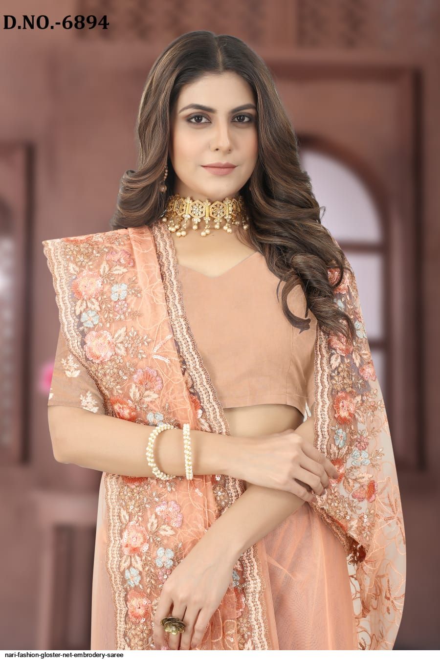 Baby Pink Colour Gloster By Nari Fashion Party Wear Saree Catalog 6892 -  The Ethnic World