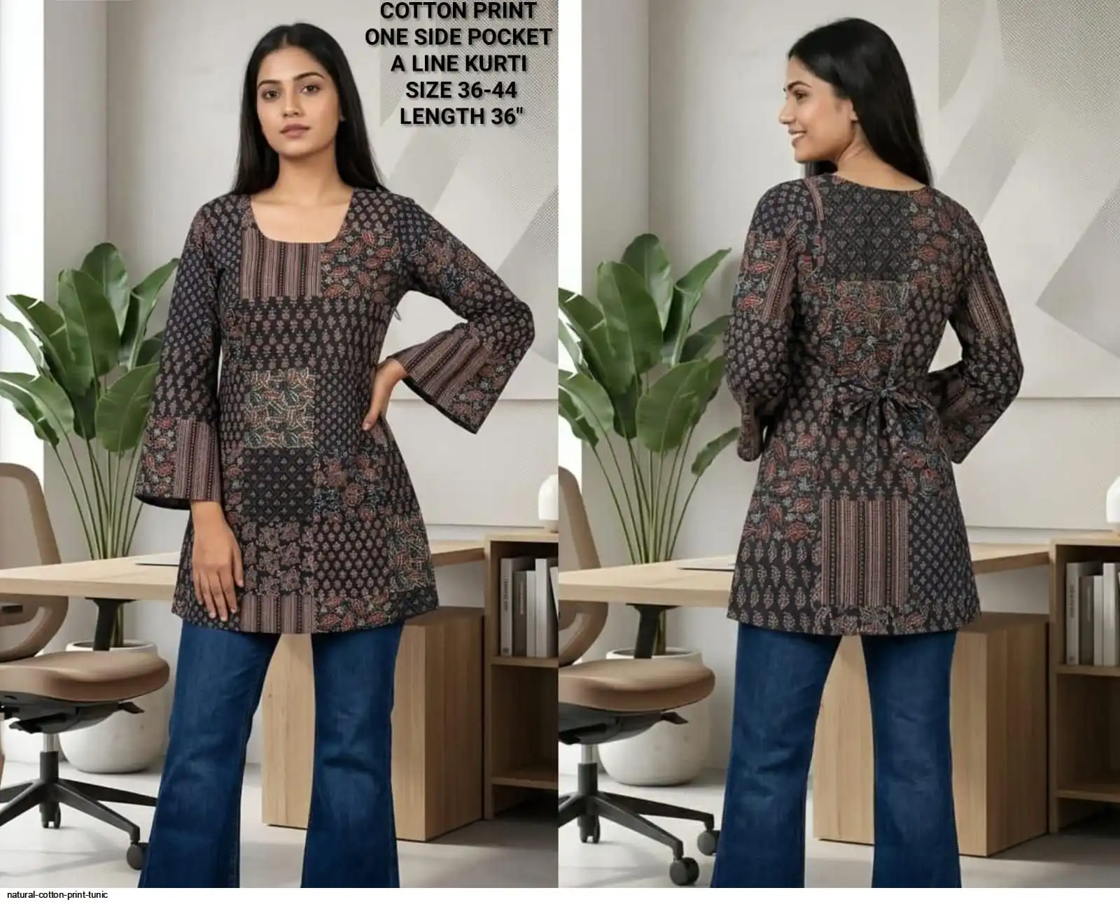 NATURAL COTTON PRINT TUNIC E
