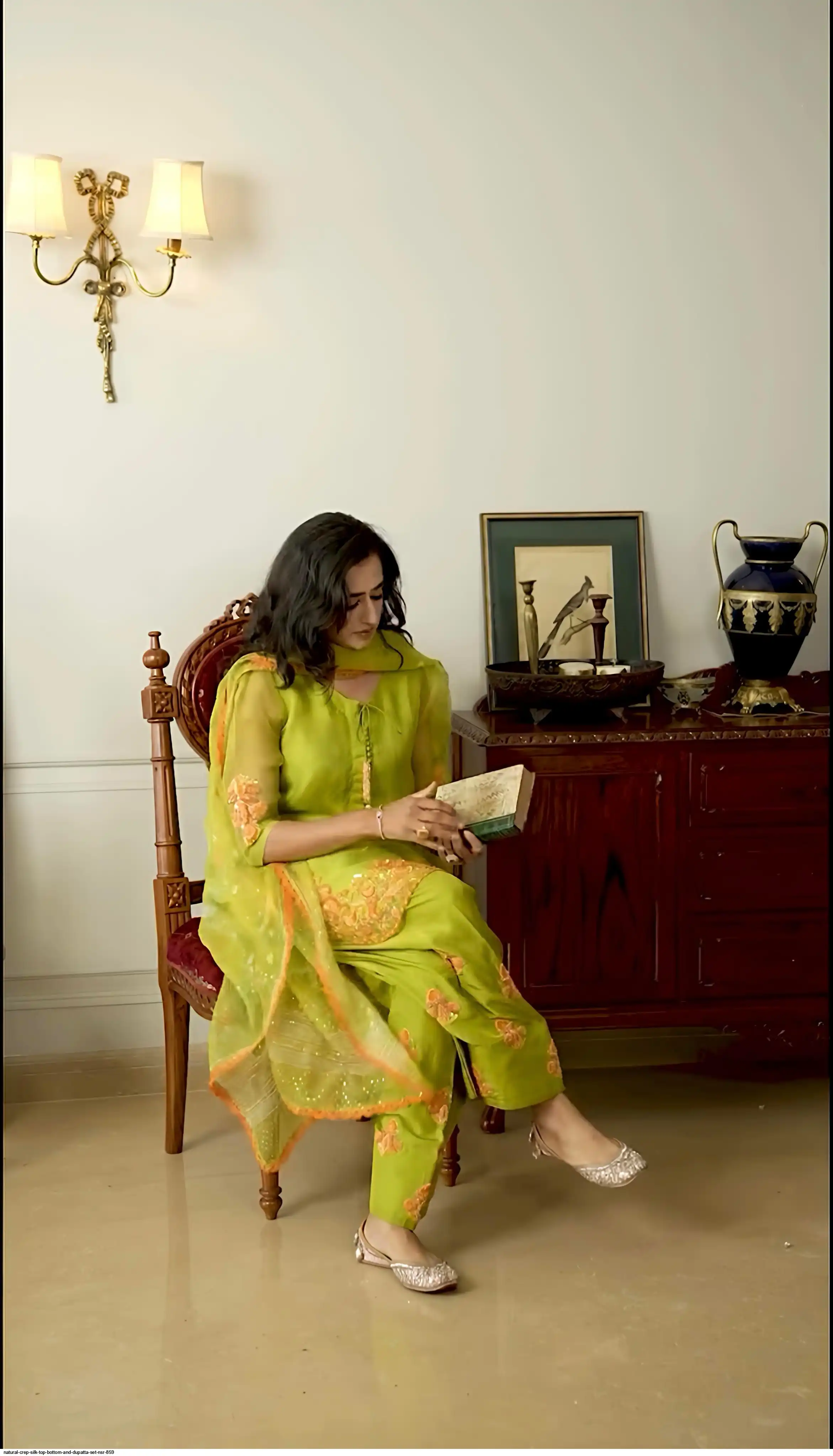 NATURAL CREP SILK TOP BOTTOM AND DUPATTA SET NSR 859 2