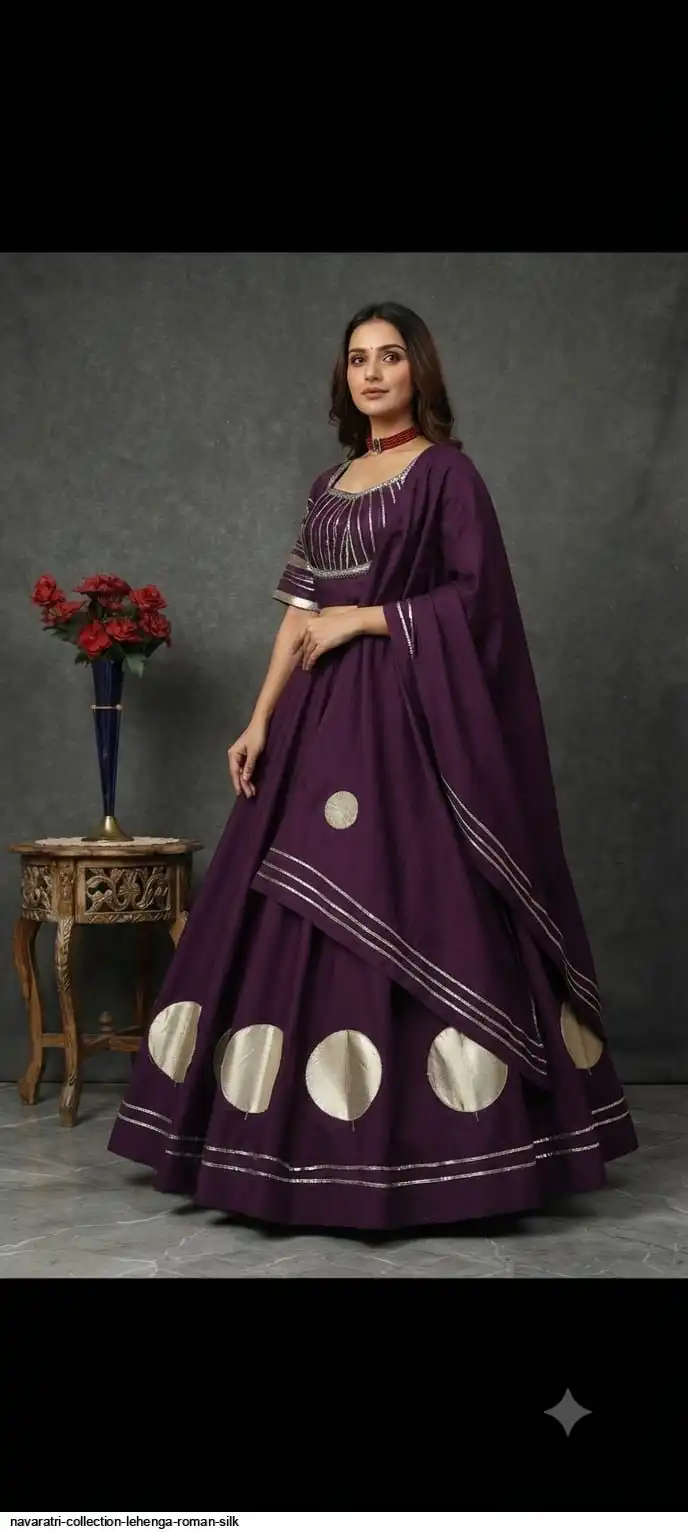NAVARATRI COLLECTION LEHENGA ROMAN SILK B