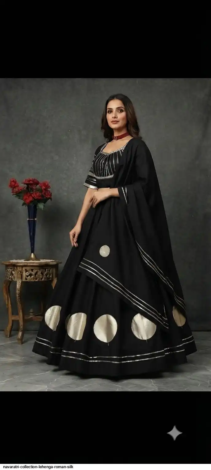 NAVARATRI COLLECTION LEHENGA ROMAN SILK A