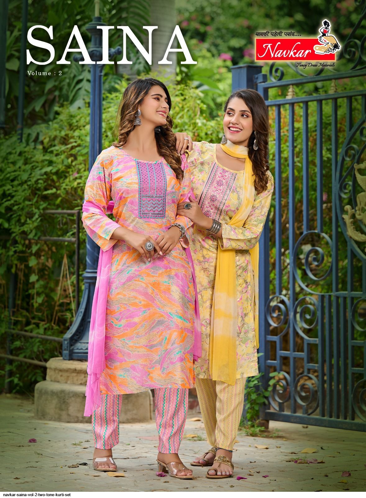 NAVKAR SAINA VOL 2 TWO TONE KURTI SET