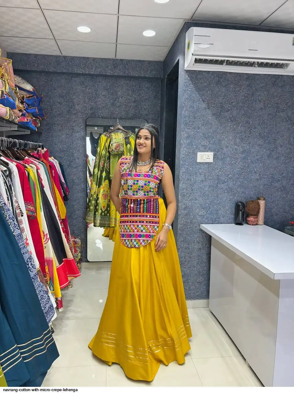 NAVRANG COTTON WITH MICRO CREPE LEHENGA 2