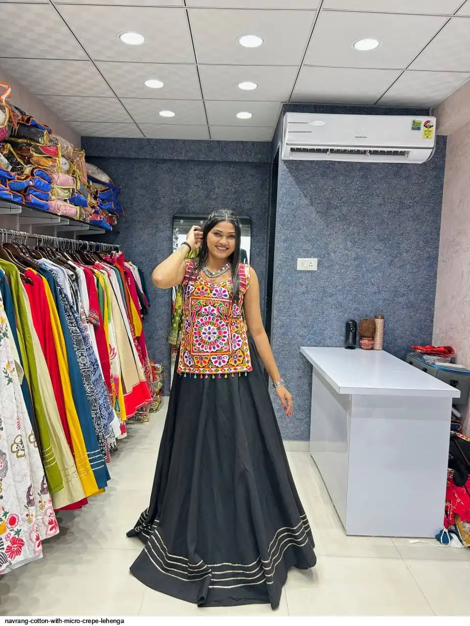 NAVRANG COTTON WITH MICRO CREPE LEHENGA 4