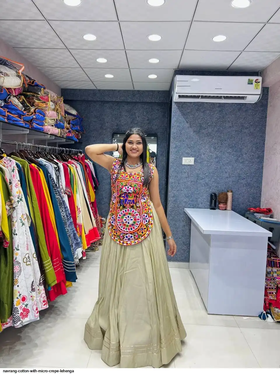 NAVRANG COTTON WITH MICRO CREPE LEHENGA 3