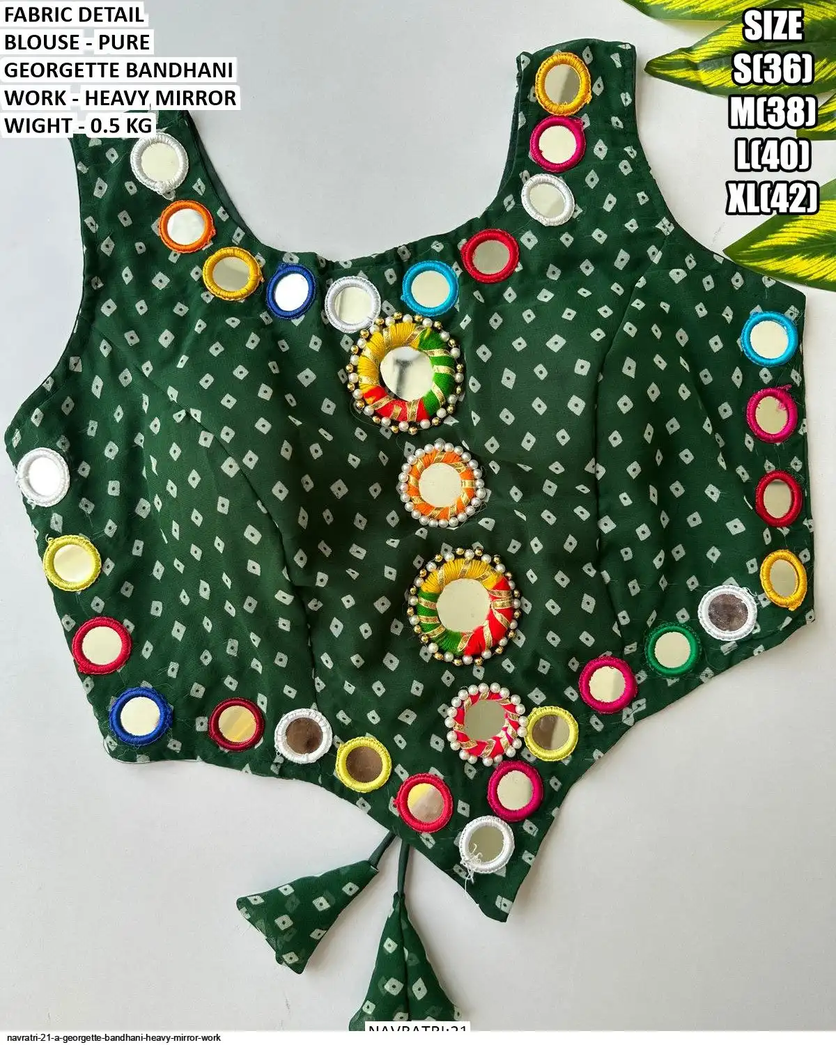 NAVRATRI 21 A GEORGETTE BANDHANI HEAVY MIRROR WORK C