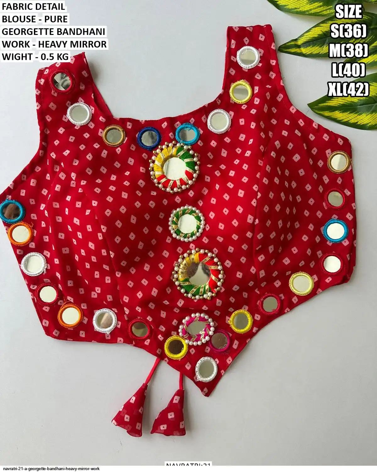 NAVRATRI 21 A GEORGETTE BANDHANI HEAVY MIRROR WORK B