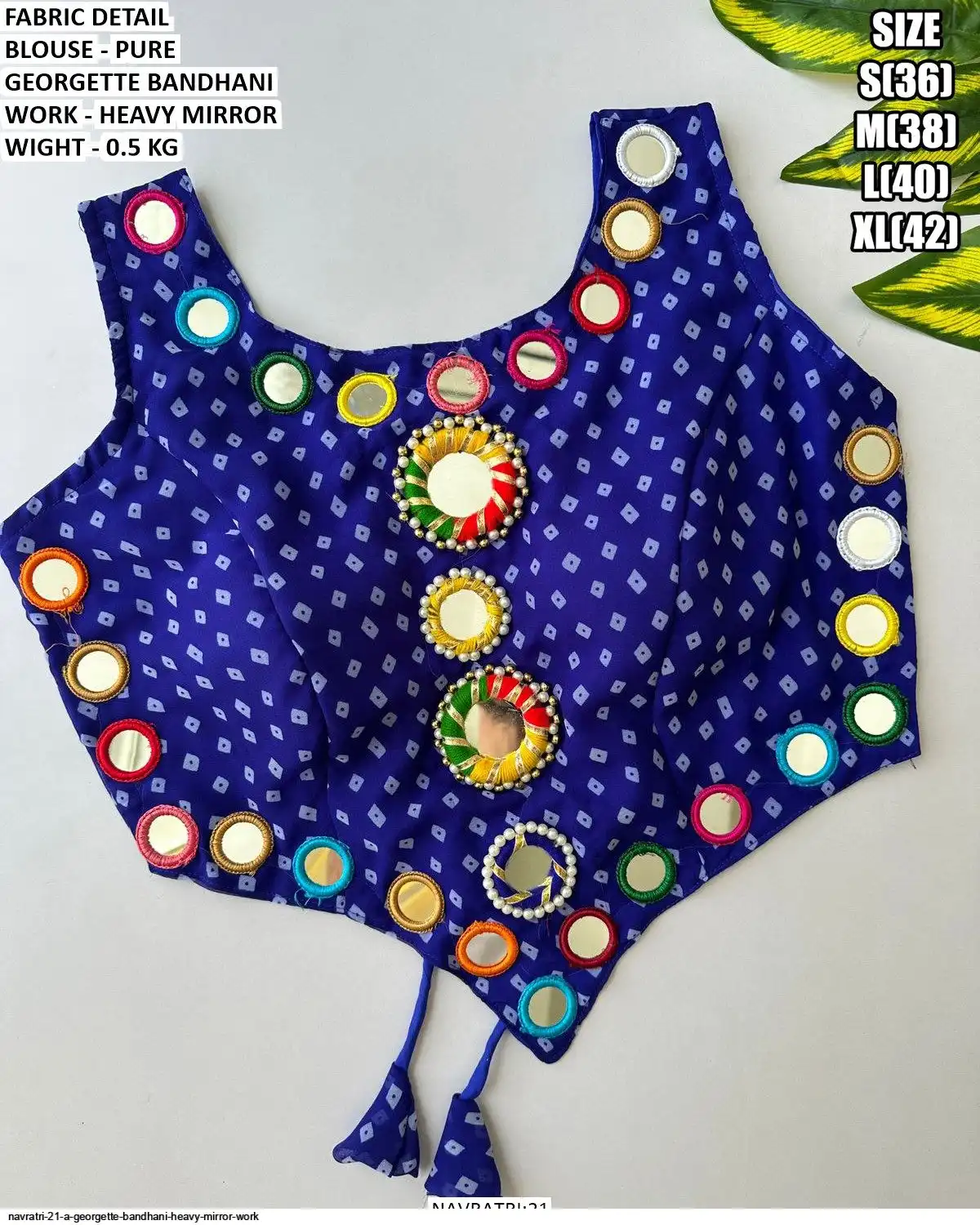 NAVRATRI 21 A GEORGETTE BANDHANI HEAVY MIRROR WORK D