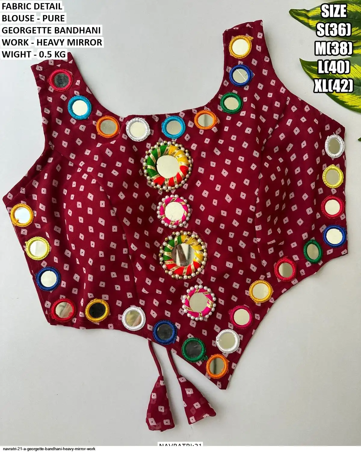 NAVRATRI 21 A GEORGETTE BANDHANI HEAVY MIRROR WORK E