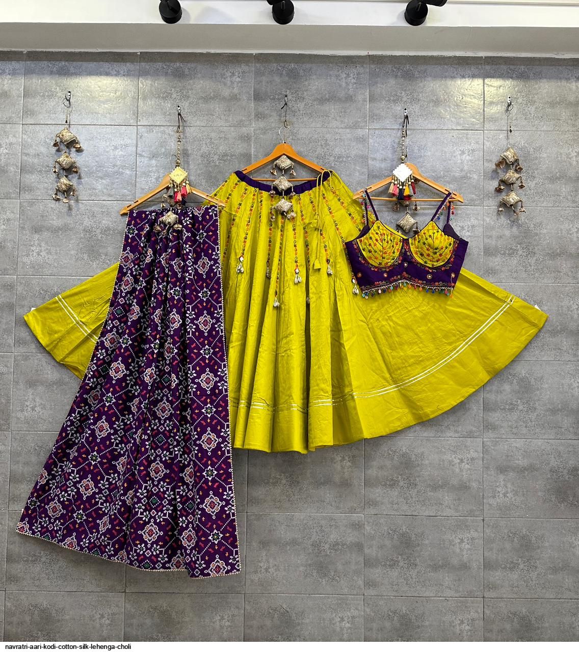 navratri Aari kodi cotton silk lehenga choli