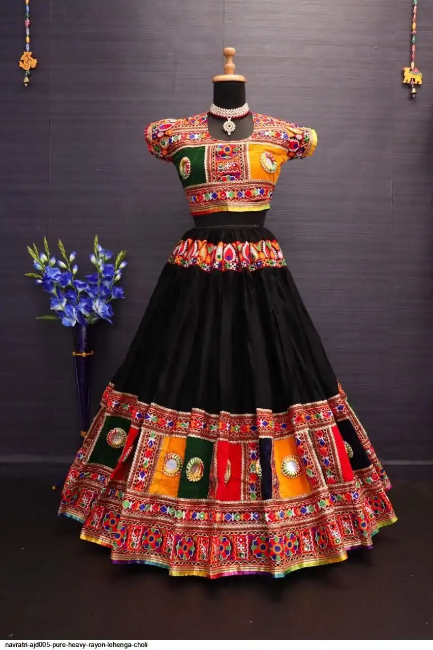 NAVRATRI AJD005 PURE HEAVY RAYON LEHENGA CHOLI D