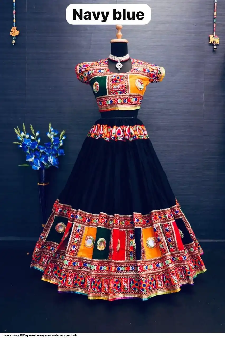 NAVRATRI AJD005 PURE HEAVY RAYON LEHENGA CHOLI F