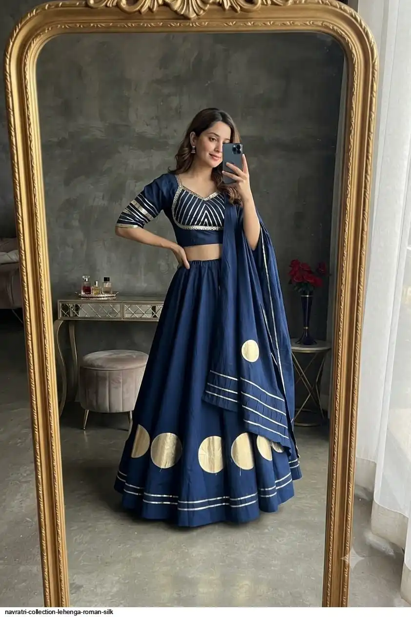 NAVRATRI COLLECTION LEHENGA ROMAN SILK C