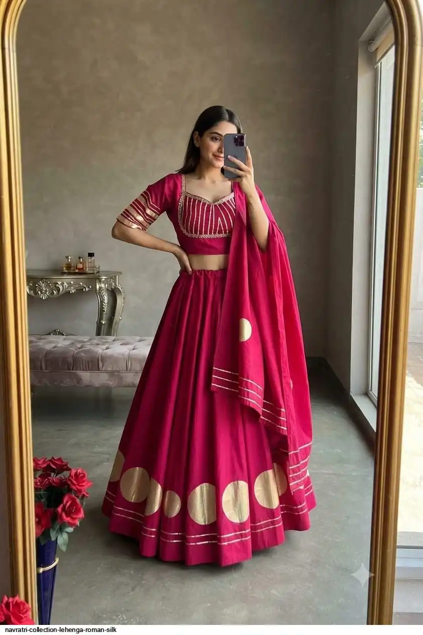 NAVRATRI COLLECTION LEHENGA ROMAN SILK D