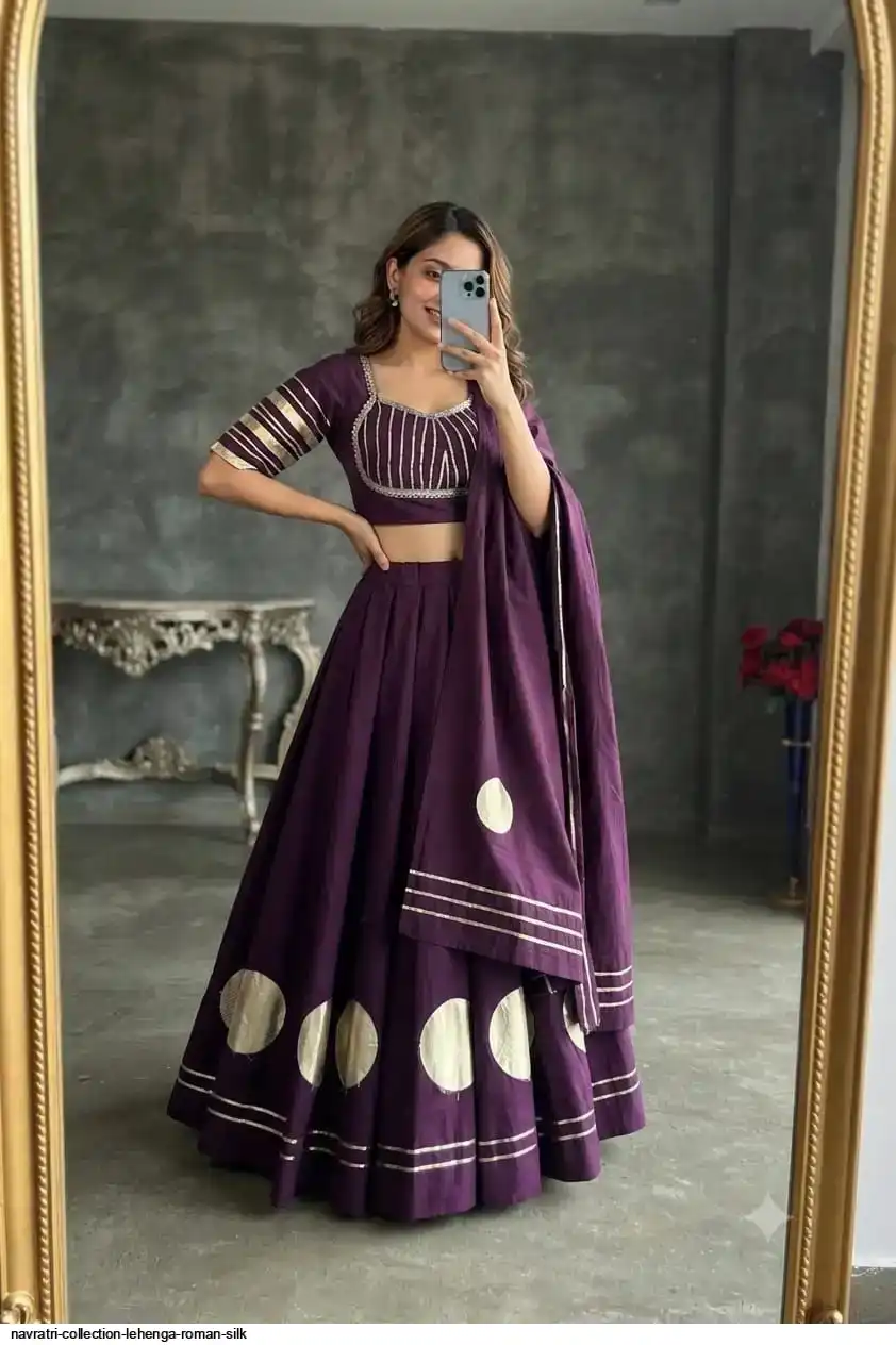 NAVRATRI COLLECTION LEHENGA ROMAN SILK E