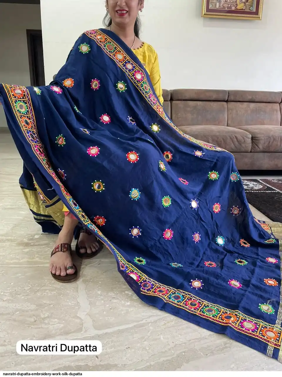 NAVRATRI DUPATTA EMBROIDERY WORK SILK DUPATTA 1