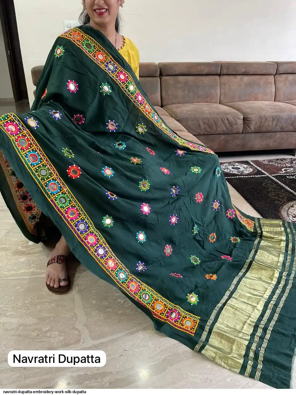 NAVRATRI DUPATTA EMBROIDERY WORK SILK DUPATTA 2