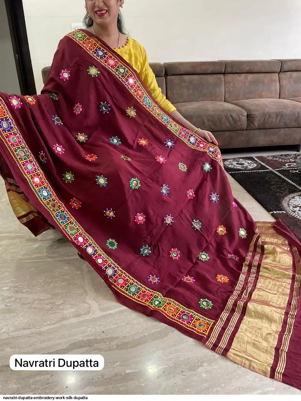 NAVRATRI DUPATTA EMBROIDERY WORK SILK DUPATTA 3