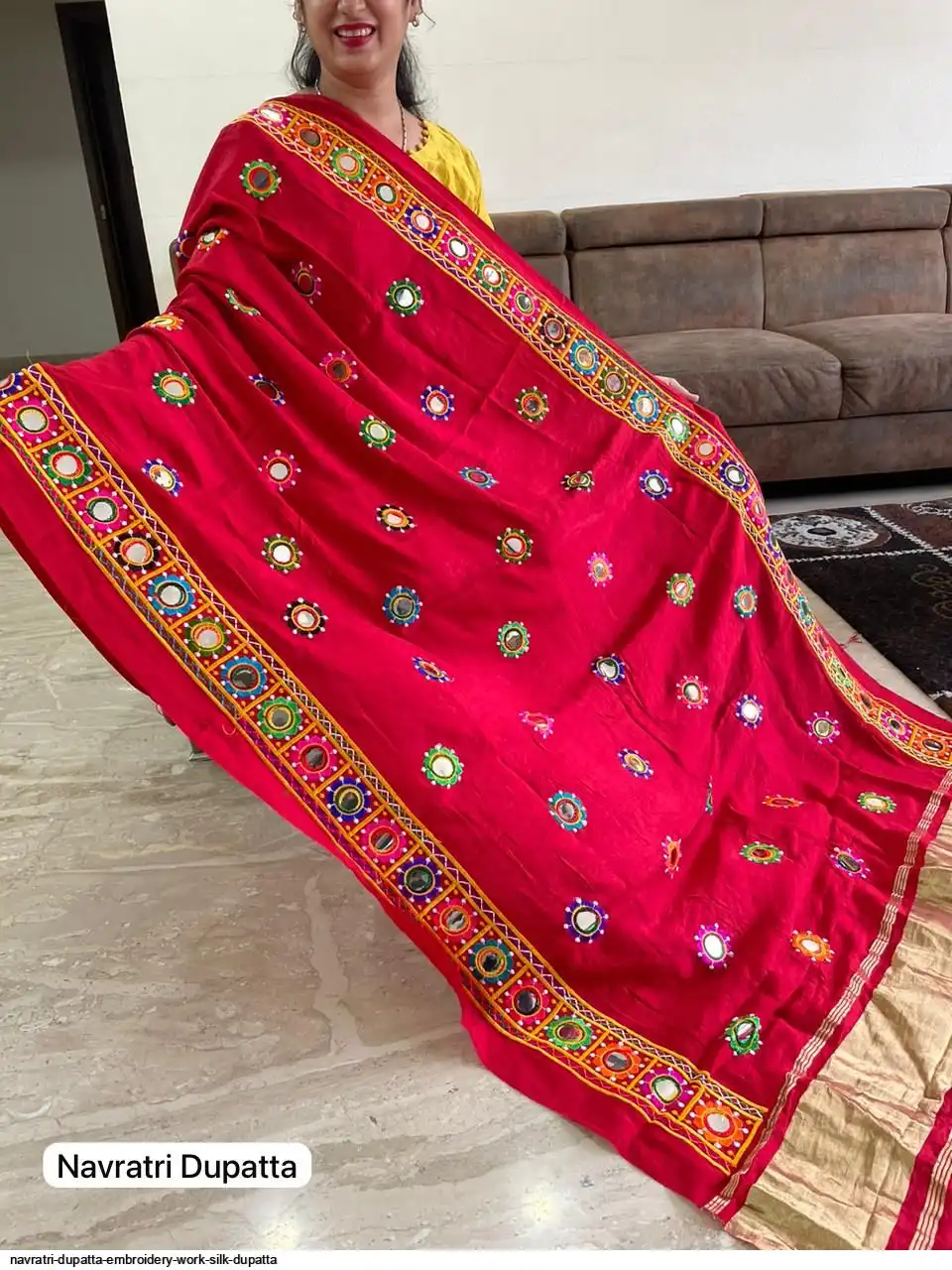 NAVRATRI DUPATTA EMBROIDERY WORK SILK DUPATTA 7