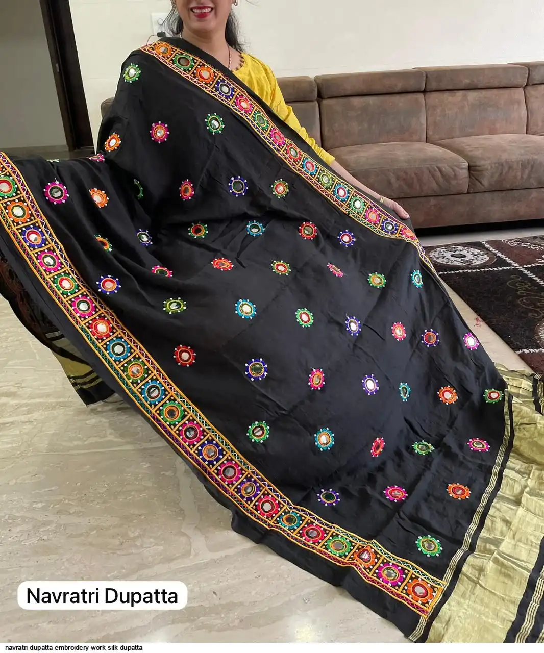 NAVRATRI DUPATTA EMBROIDERY WORK SILK DUPATTA 6
