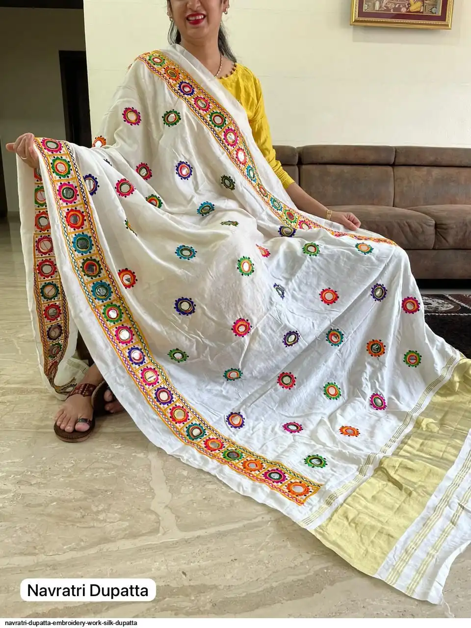 NAVRATRI DUPATTA EMBROIDERY WORK SILK DUPATTA 10