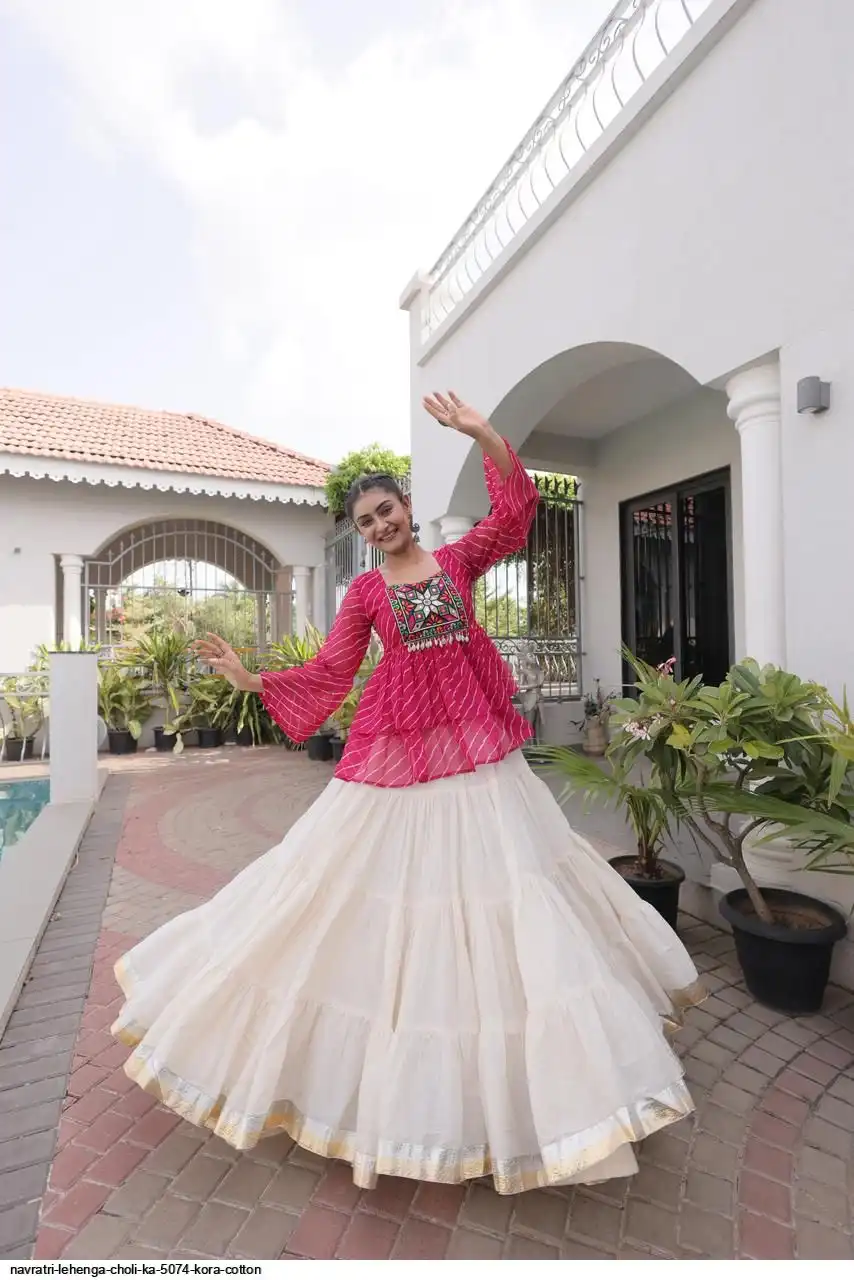 NAVRATRI LEHENGA CHOLI KA 5074 KORA COTTON A