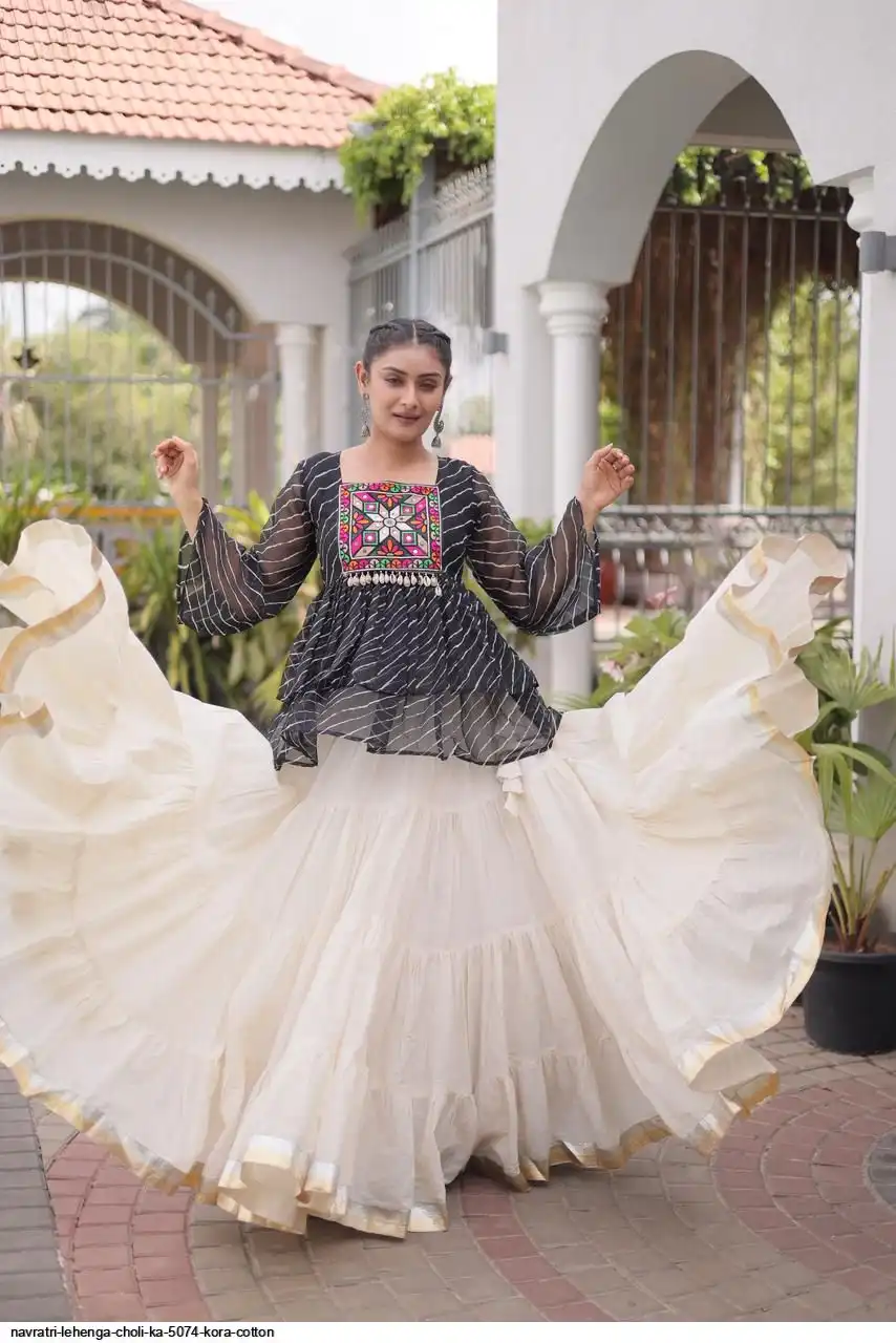 NAVRATRI LEHENGA CHOLI KA 5074 KORA COTTON B
