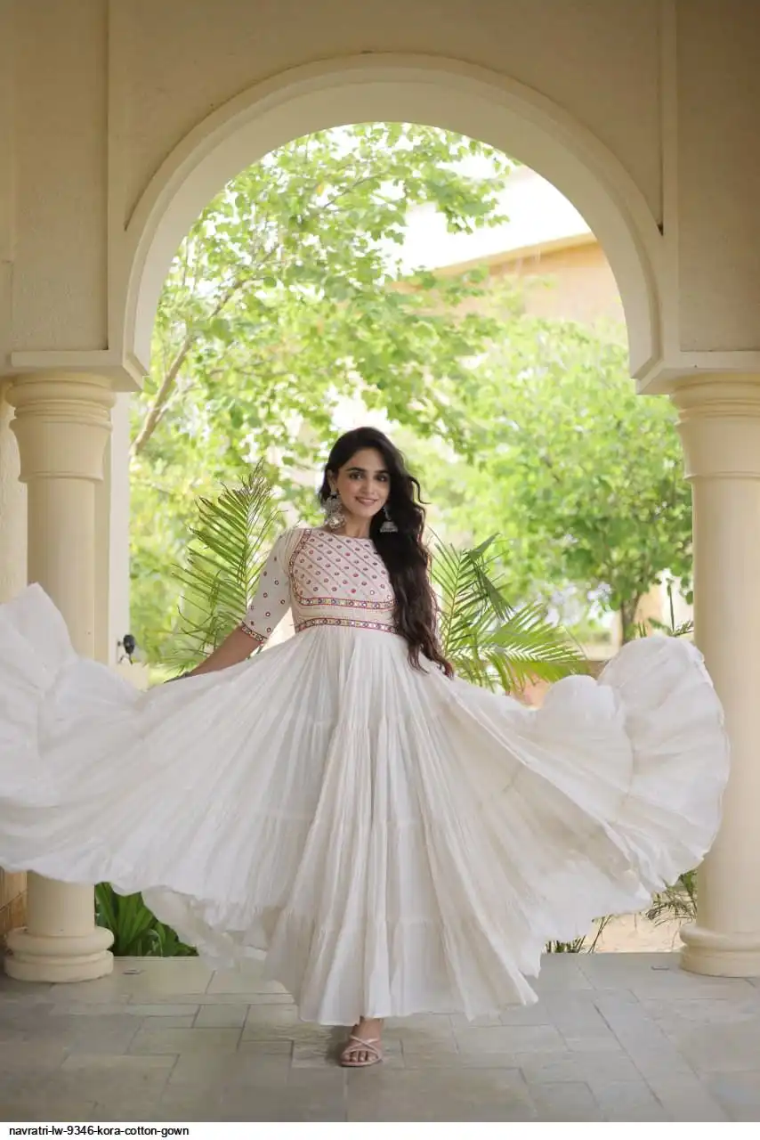 NAVRATRI LW 9346 KORA COTTON GOWN 1