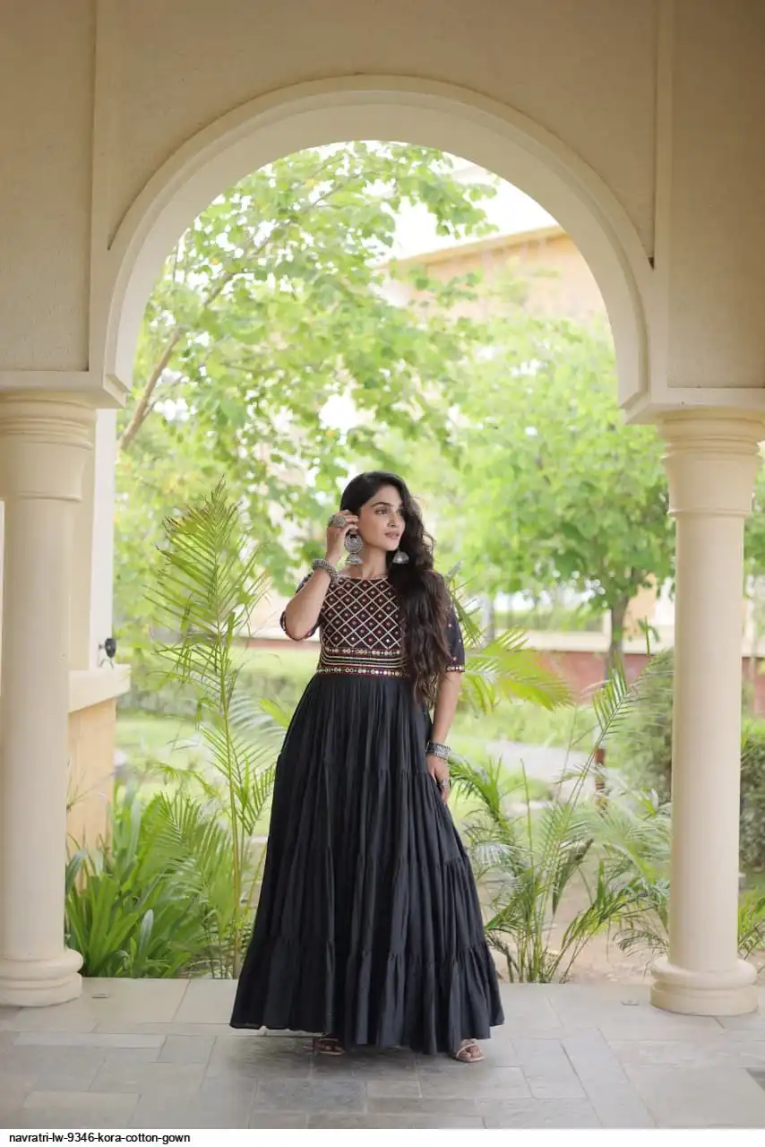 NAVRATRI LW 9346 KORA COTTON GOWN 2