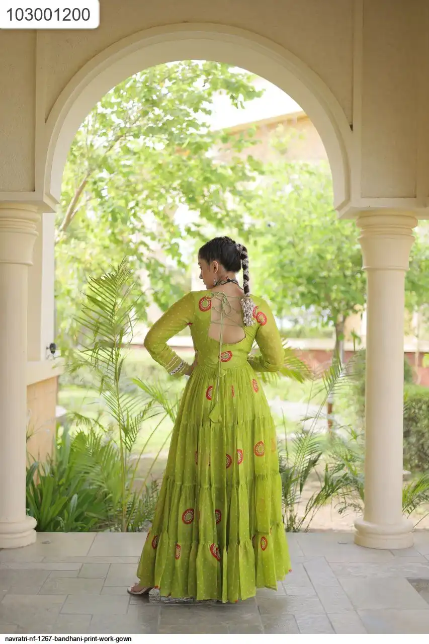 NAVRATRI NF 1267 BANDHANI PRINT WORK GOWN 2