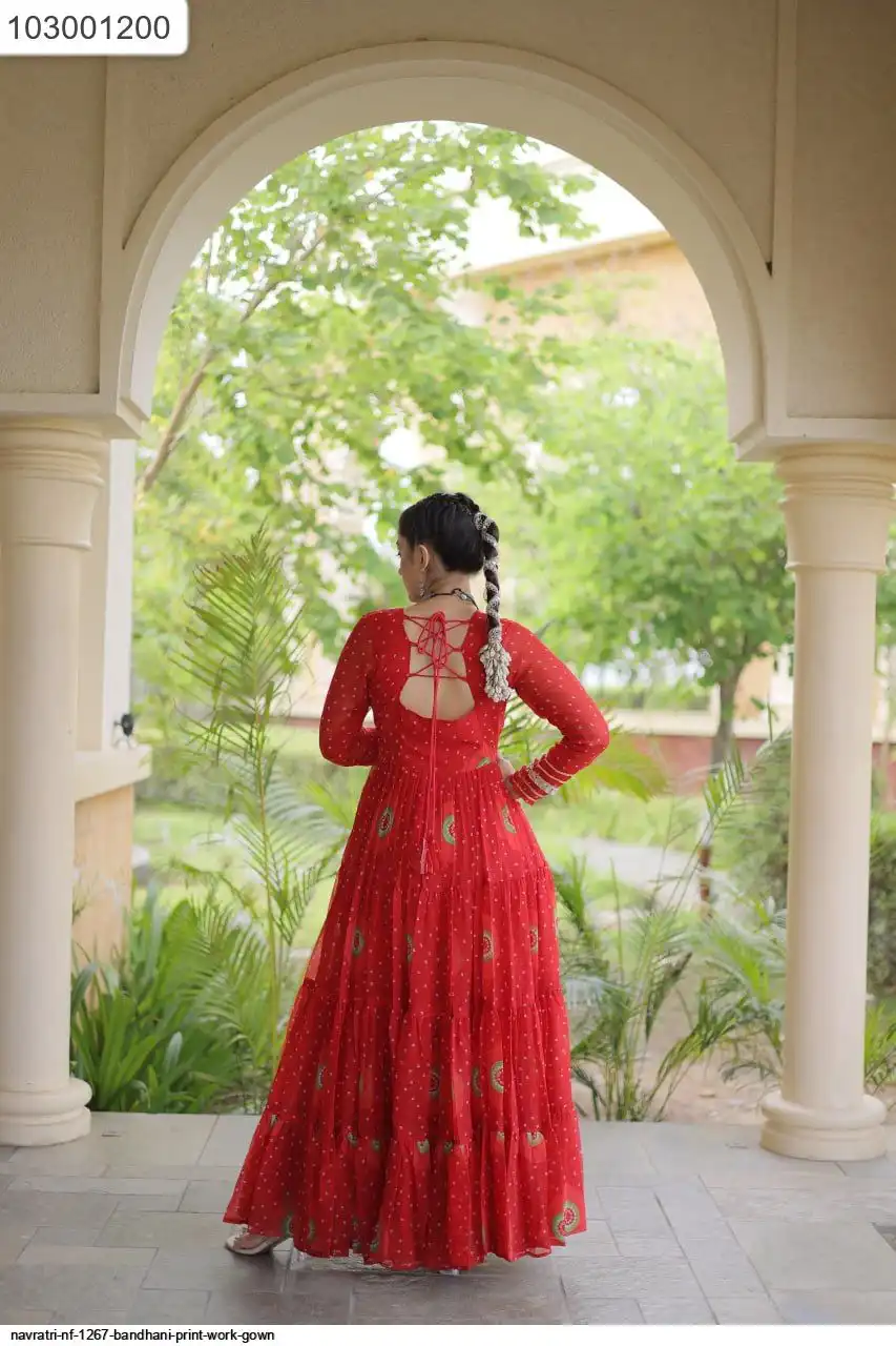 NAVRATRI NF 1267 BANDHANI PRINT WORK GOWN 3