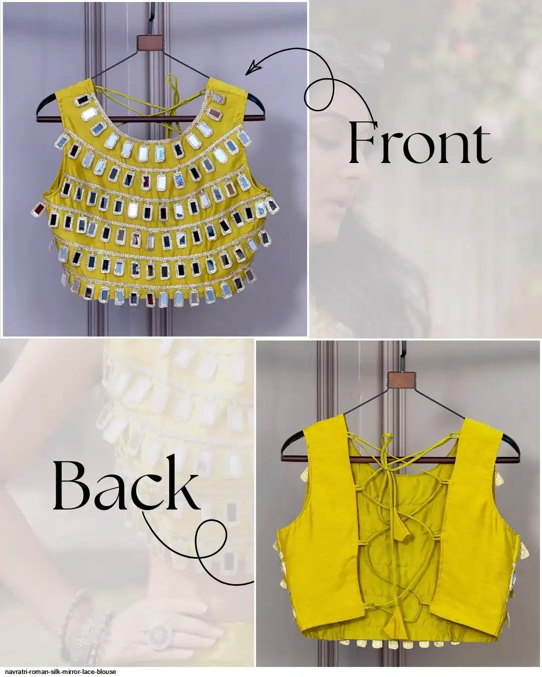 NAVRATRI ROMAN SILK MIRROR LACE BLOUSE 3