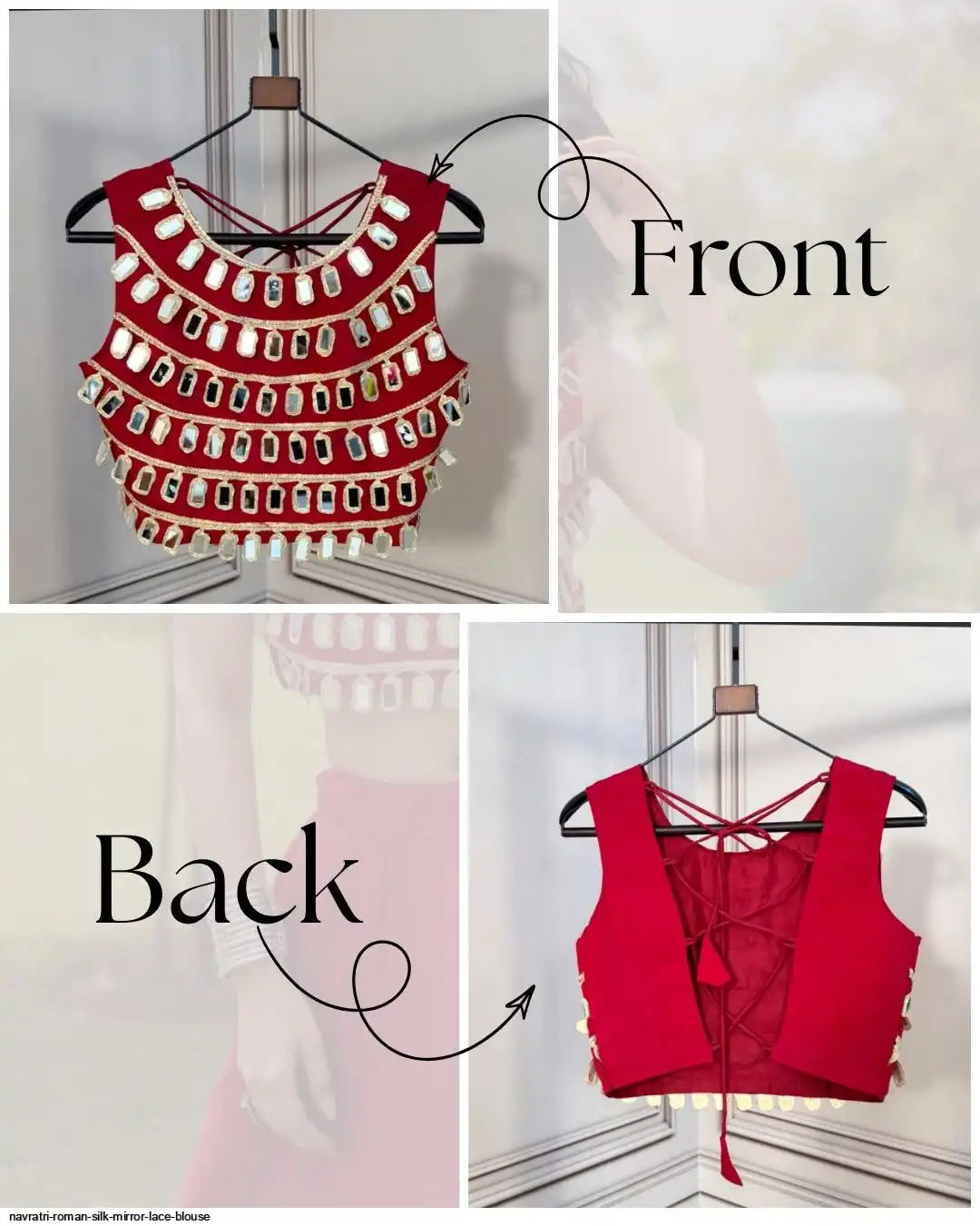 NAVRATRI ROMAN SILK MIRROR LACE BLOUSE 6