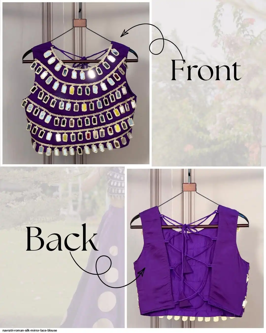 NAVRATRI ROMAN SILK MIRROR LACE BLOUSE 1