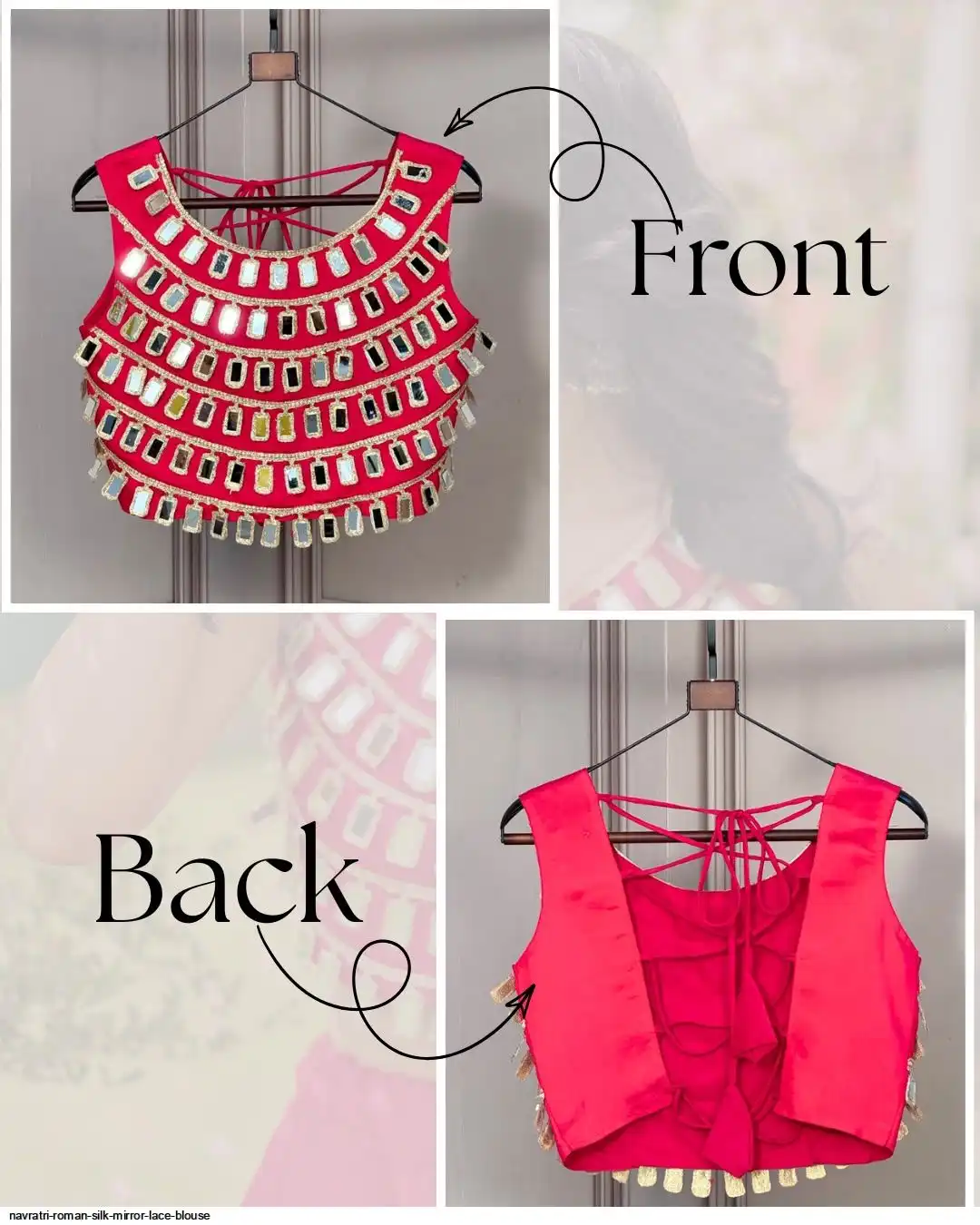 NAVRATRI ROMAN SILK MIRROR LACE BLOUSE 2