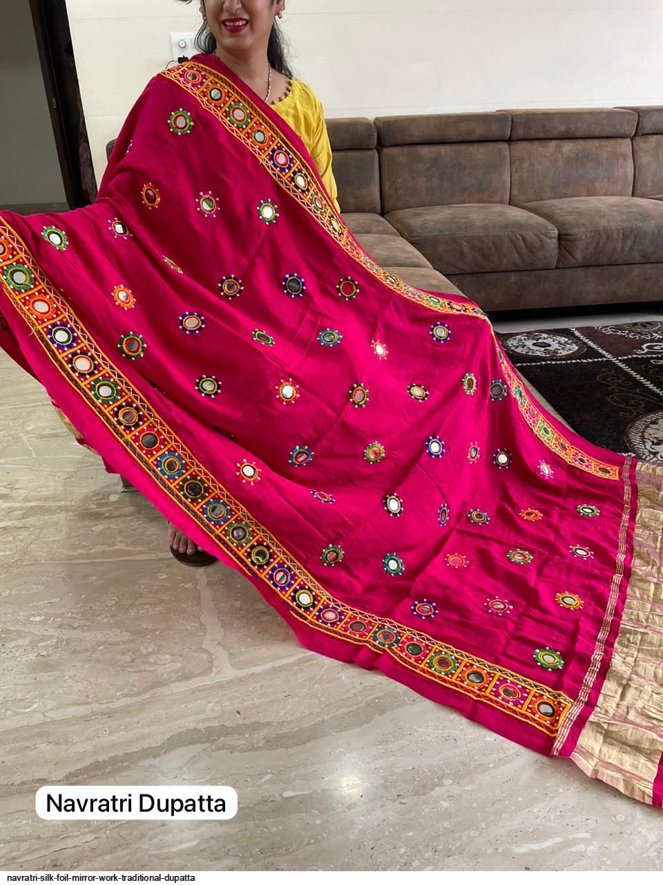 NAVRATRI SILK FOIL MIRROR WORK TRADITIONAL DUPATTA C