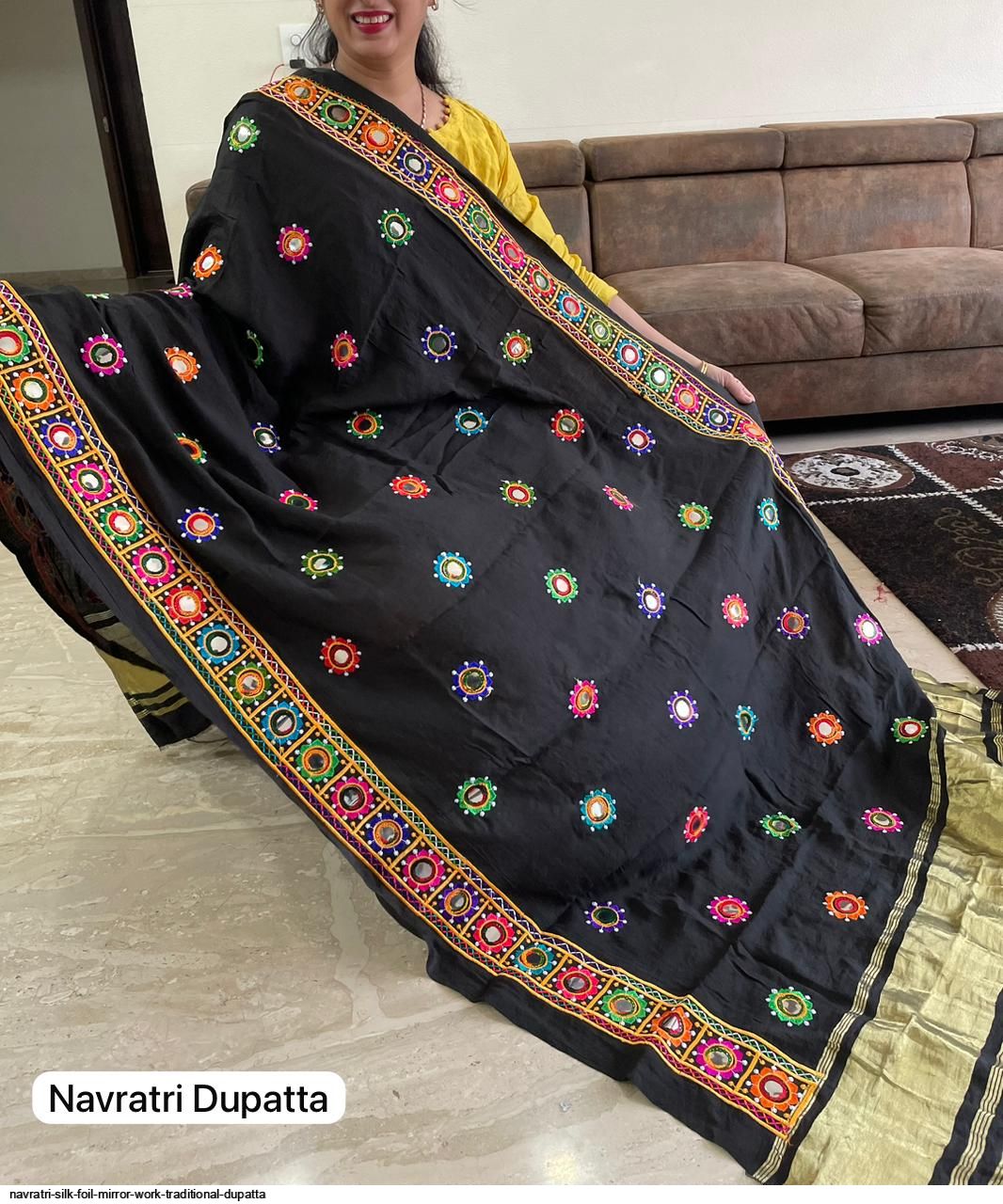 NAVRATRI SILK FOIL MIRROR WORK TRADITIONAL DUPATTA F
