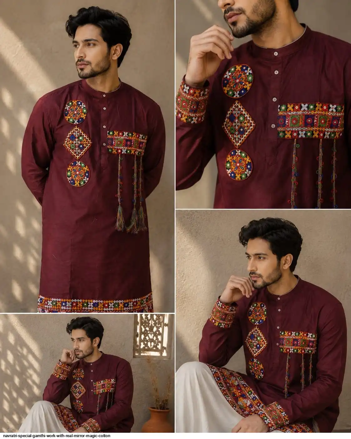 NAVRATRI SPECIAL GAMTHI WORK WITH REAL MIRROR MAGIC COTTON A