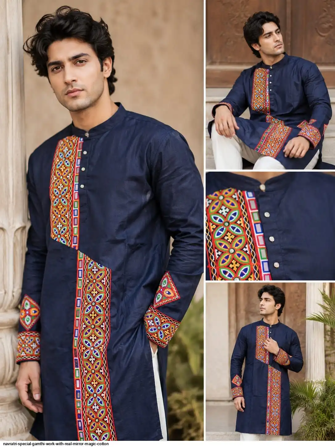 NAVRATRI SPECIAL GAMTHI WORK WITH REAL MIRROR MAGIC COTTON C