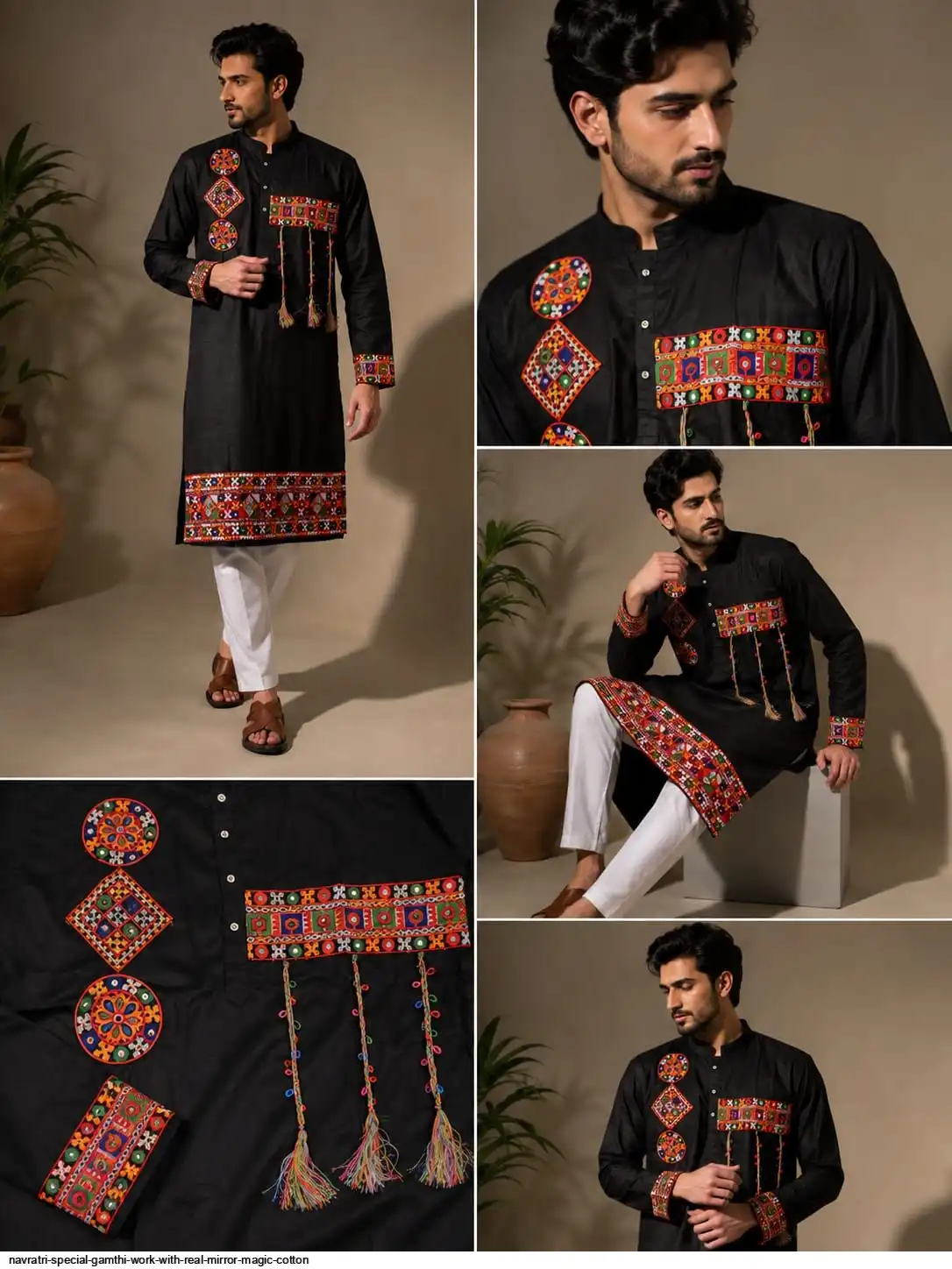 NAVRATRI SPECIAL GAMTHI WORK WITH REAL MIRROR MAGIC COTTON B