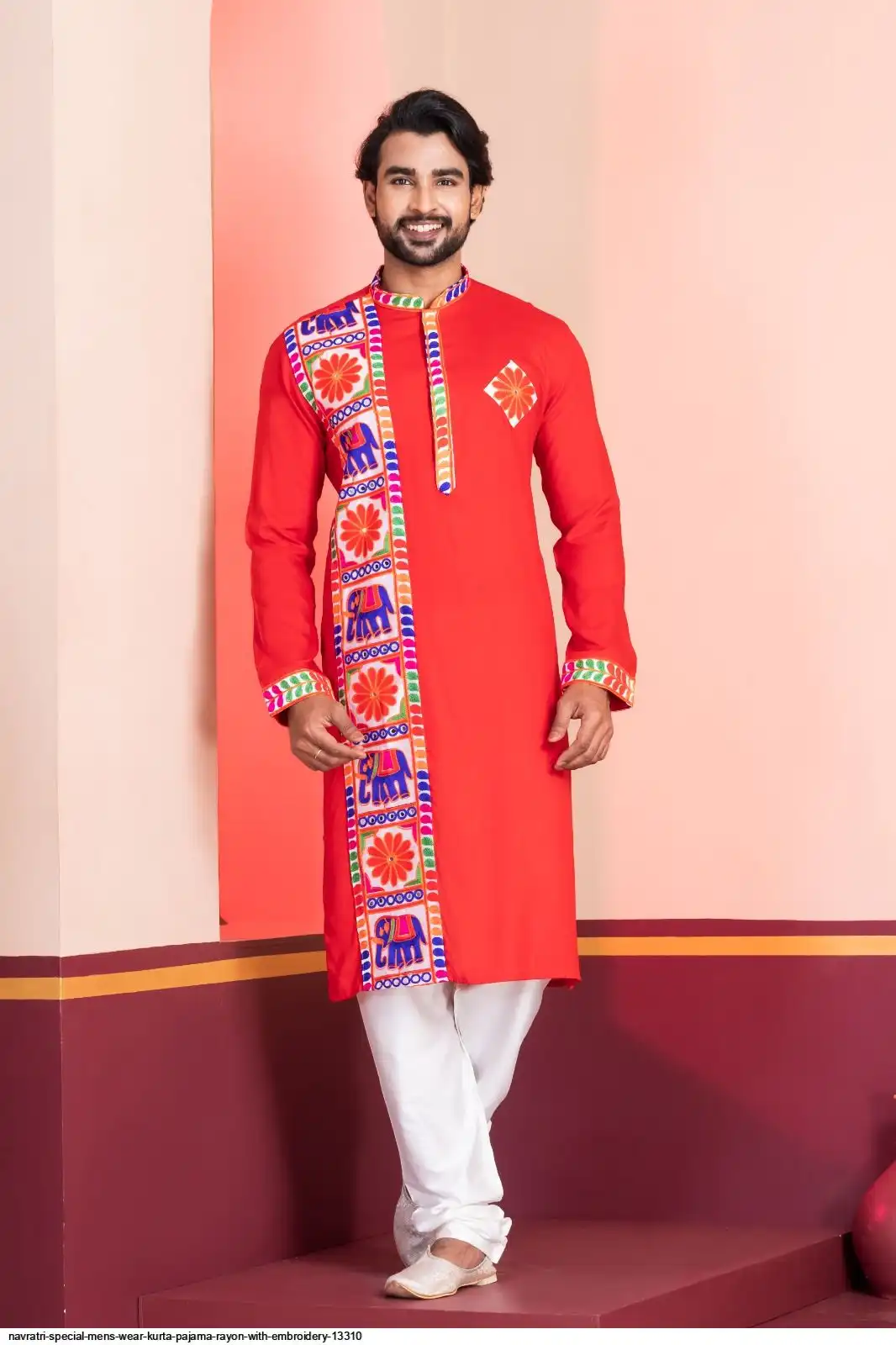 NAVRATRI SPECIAL MENS WEAR KURTA PAJAMA RAYON WITH EMBROIDERY 13310 E