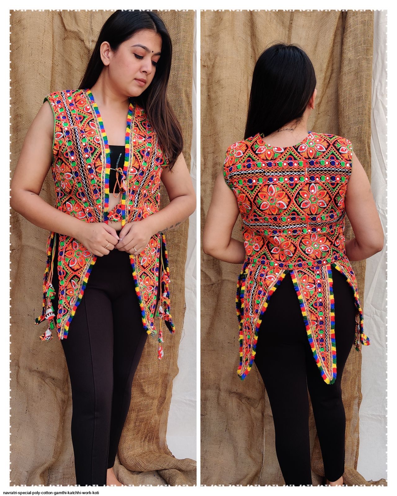 Buy Personi Ethnic Tradiotional Jacket for Women Navratri Special Kutchi  Koti Embroidered Mirrior Work Waist Coat|19 Inches 19 Inches Width at  Amazon.in