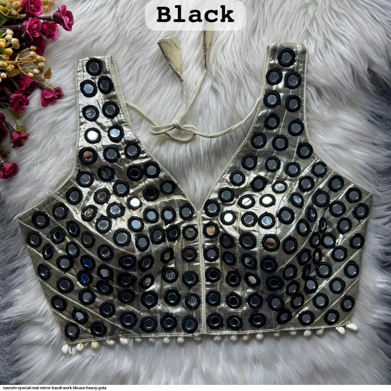 NAVRATRI SPECIAL REAL MIRROR KAUDI WORK BLOUSE HEAVY GOTA 2