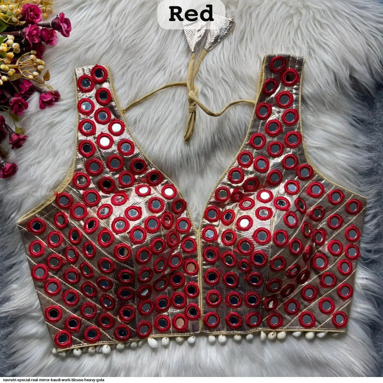 NAVRATRI SPECIAL REAL MIRROR KAUDI WORK BLOUSE HEAVY GOTA 1