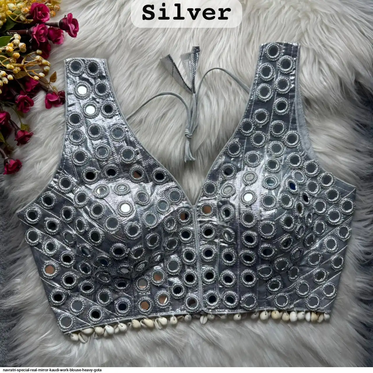 NAVRATRI SPECIAL REAL MIRROR KAUDI WORK BLOUSE HEAVY GOTA 3