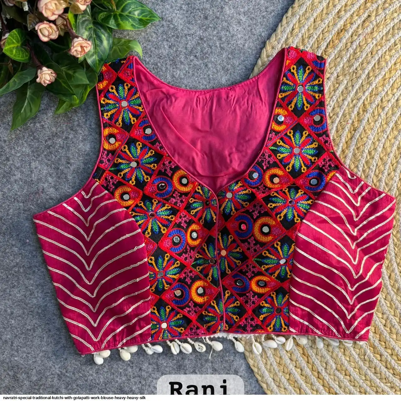 NAVRATRI SPECIAL TRADITIONAL KUTCHI WITH GOTAPATTI WORK BLOUSE HEAVY HEAVY SILK 5